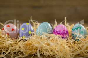Painted Easter eggs in the nest