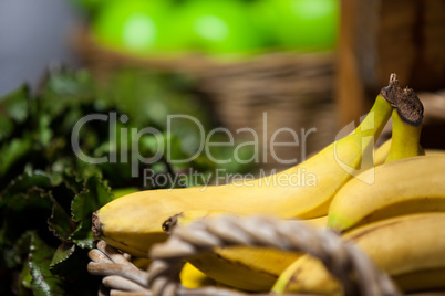 Close-up of fresh bananas in organic section