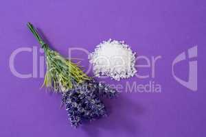 Close-up of lavender with salt