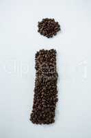 Coffee beans forming shape of alphabet I
