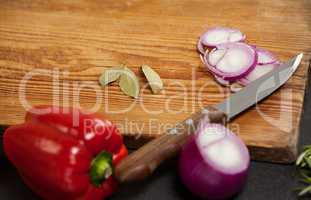 Wooden tray with ingredients