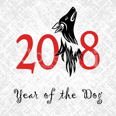 Puppy animal tattoo of Chinese New Year of the Dog grunge vector file organized in layers for easy editing.