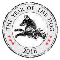 Puppy animal tattoo of Chinese New Year of the Dog grunge stamp vector file organized in layers for easy editing.