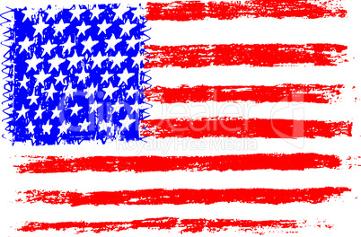 American flag, pencil drawing illustration kid style vector illustration