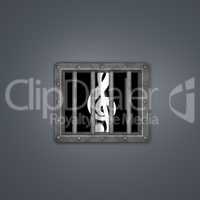 clef behind prison window - 3d illustration
