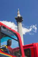 Tourist on Red Bus Looking at Nelson's Column London England