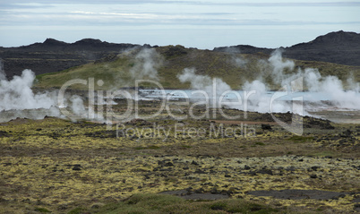 Hot Steam in Geothermal Area Krisuvik in Iceland