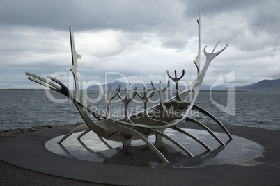 Symbol of Reykjavik, viking ship monument, Iceland.