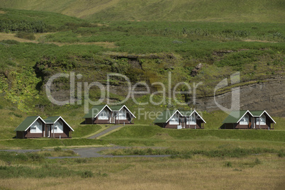 Landscape with Traditional iclandic houses for turists
