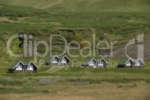 Landscape with Traditional iclandic houses for turists