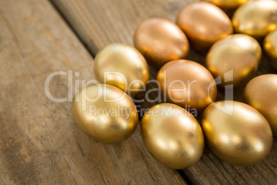 Close-up of golden Easter eggs