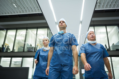 Surgeons walking in hospital