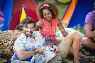 Couple together at campsite