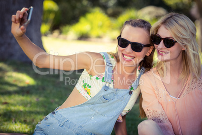 Friends taking selfie with mobile phone