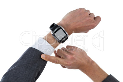 Hand of businessman wearing smart watch
