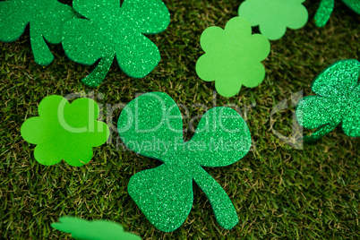 St Patricks Day shamrocks on grass