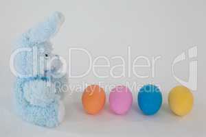 Colorful easter eggs with teddy bear