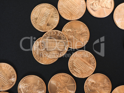One Cent Dollar coins, United States over black