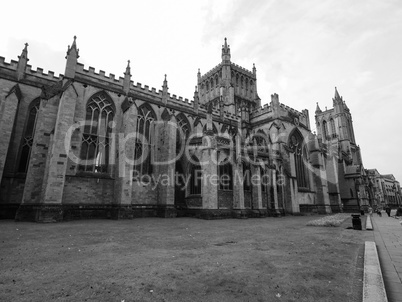 Bristol Cathedral in Bristol in black and white