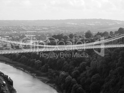 Clifton Suspension Bridge in Bristol in black and white