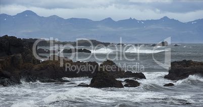 Mountains and Seashore of the Atlantic Ocean, Iceland.