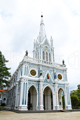 White church in Samut Songkhram, Thailand.