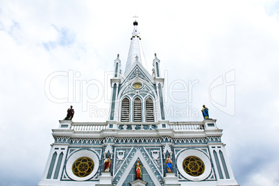 White church in Samut Songkhram, Thailand.