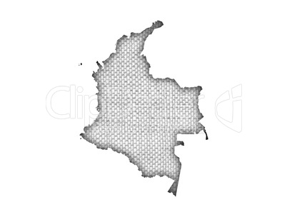 Karte von Kolumbien auf  altem Leinen
