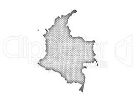 Karte von Kolumbien auf  altem Leinen