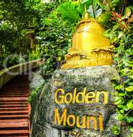 Golden mountain temple sign