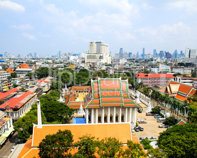 aerial view of Bangkok from Golden Mount and part of Wat Saket,