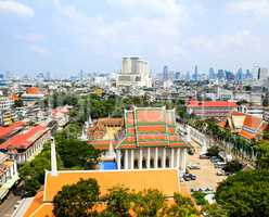 aerial view of Bangkok from Golden Mount and part of Wat Saket,
