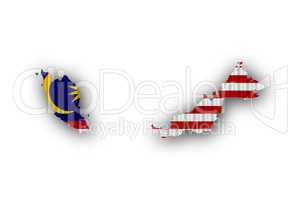 Karte und Fahne von Malaysia auf Wellblech