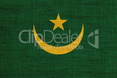 Fahne von Mauretanien auf altem Leinen