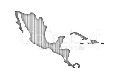 Karte von Mittelamerika auf Wellblech