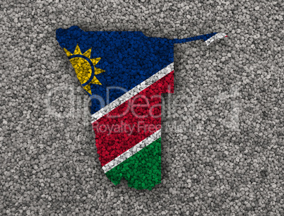 Karte und Fahne von Namibia auf Mohn