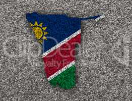 Karte und Fahne von Namibia auf Mohn