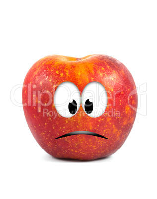 Funny fruit character Red Apple on white background
