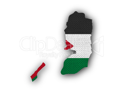 Karte und Fahne von Palästina auf altem Leinen