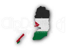 Karte und Fahne von Palästina auf altem Leinen