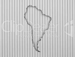 Karte von Südamerika auf Wellblech