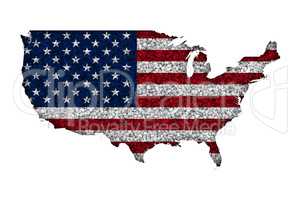 Karte und Fahne der USA auf Mohn
