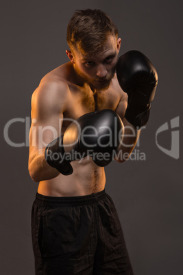 Boxer man during boxing workout