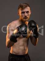 Athlete with boxing gloves