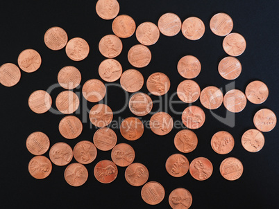 One Cent Dollar coins, United States over black