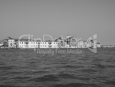 Giudecca canal in Venice in black and white