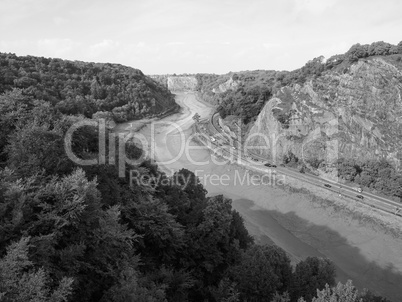 River Avon Gorge in Bristol in black and white