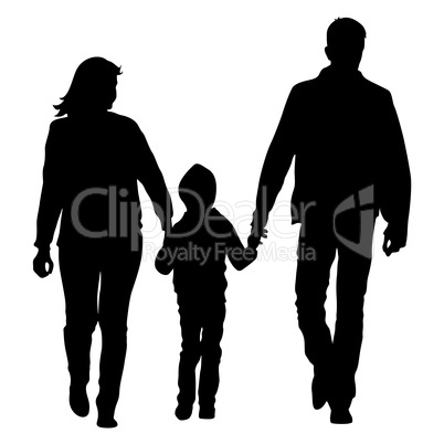 Silhouette of happy family on a white background. Vector illustration.