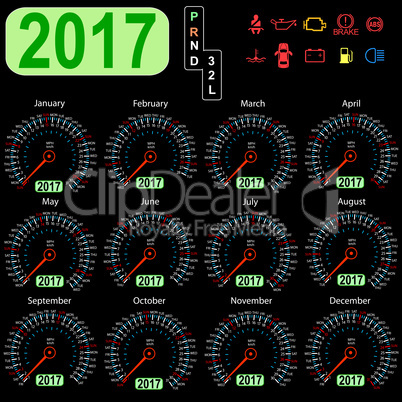year 2017 calendar speedometer car