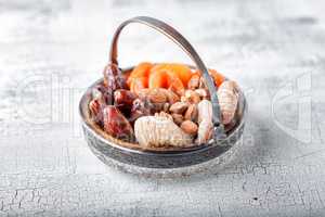 Mixture of dried fruits and nuts